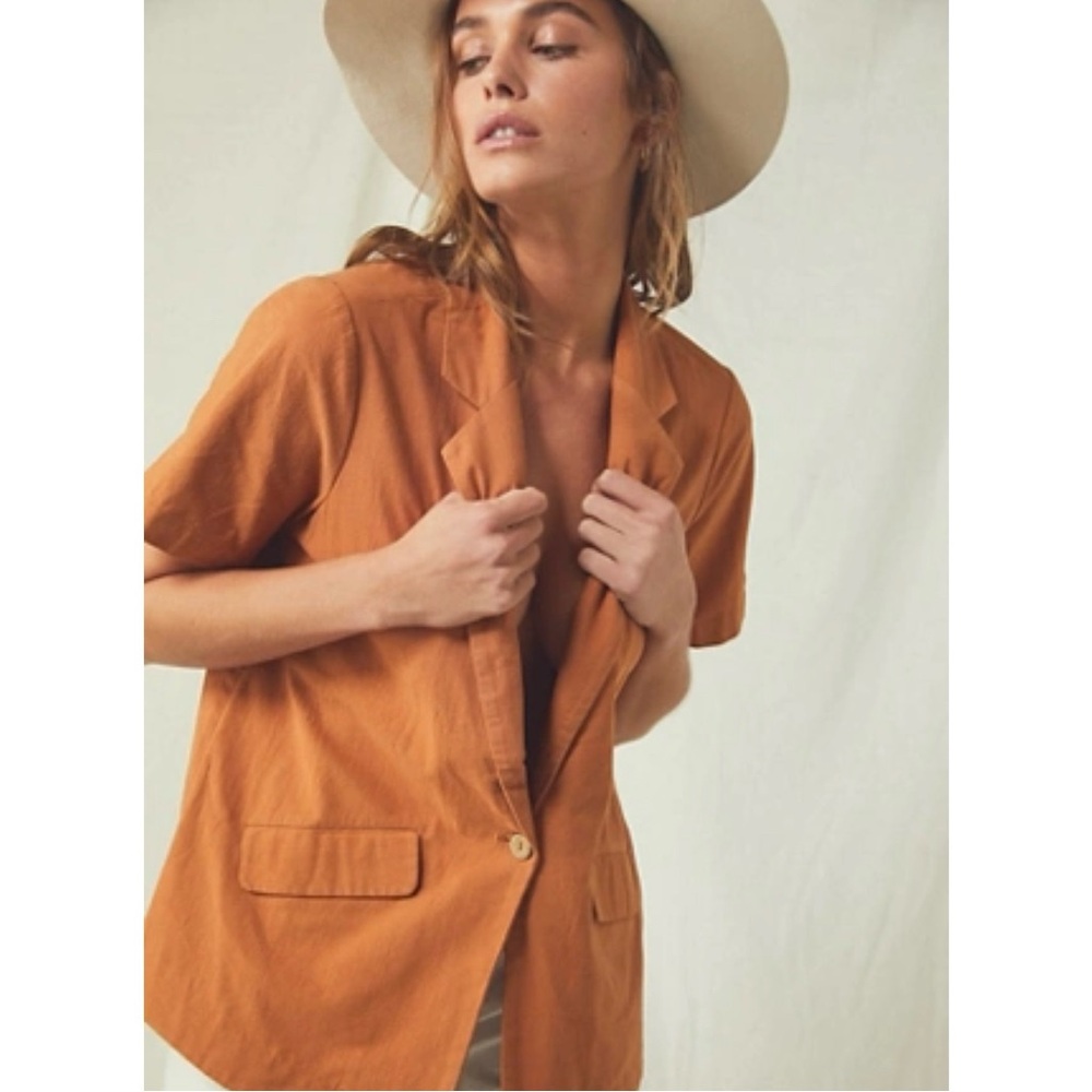 Free People Short Sleeve Blazer Terracotta Sz XS